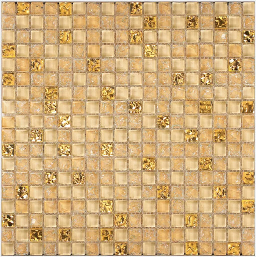 5 PCS Yellow Gold Crystal Glass Mosaic Kitchen Bathroom Shower Room Wall Tile Backsplash HYM002 - My Building Shop