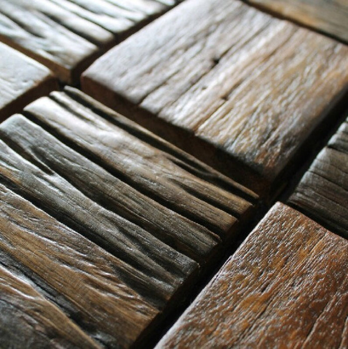 Natural Wood Mosaic Rustic Wooden Wall Tiles NWMT012 Kitchen Backsplash - My Building Shop