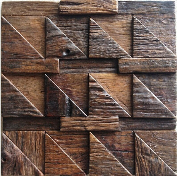 3D Triangle Wooden Mosaic NWMT050 Natural Wood Backsplash Tile - My Building Shop