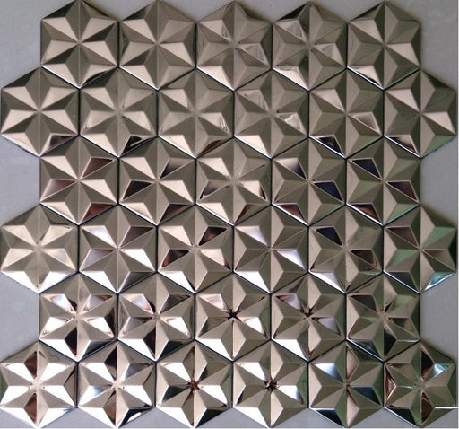 3D Silver Stainless Steel Mosaic Metal Kitchen Backsplash Wall Tile SMMT012 - My Building Shop