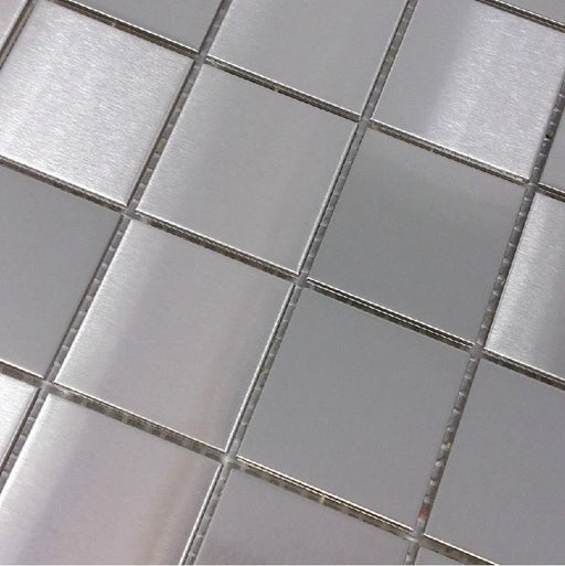 11 PCS Brush silver metallic mosaic wall backsplash SMMT030 stainless steel suqare metal tile - My Building Shop