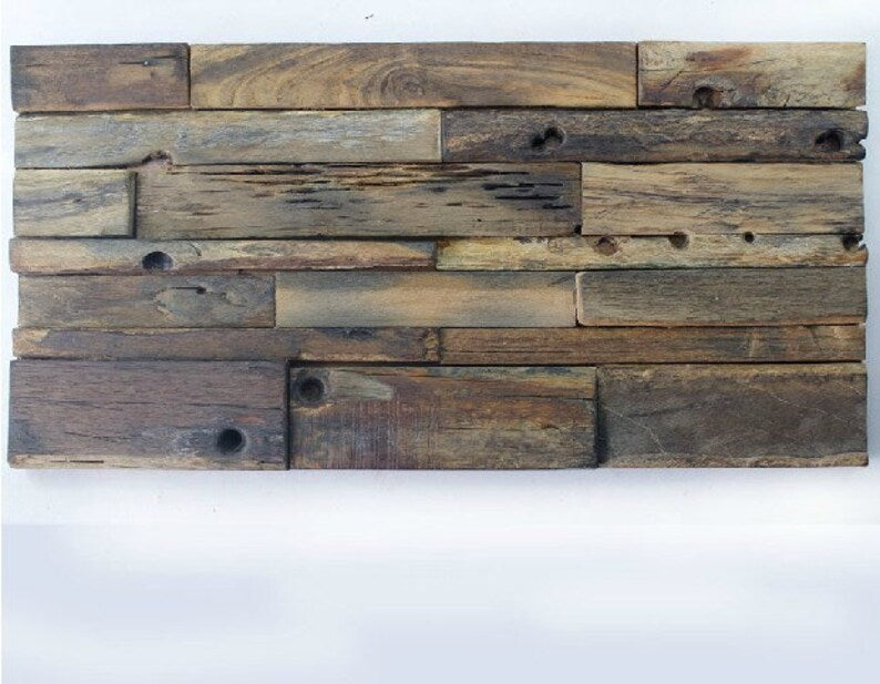 Boat Wooden Mosaic NWMT027 Natural Strip Wood Backsplash Tile - My Building Shop
