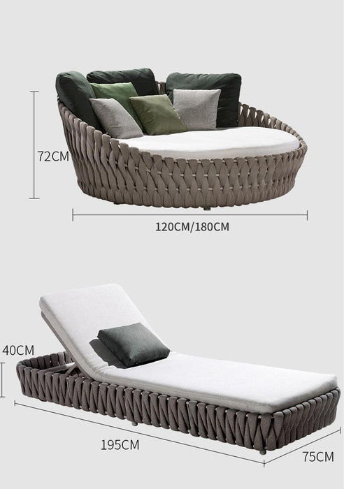 Outdoor Lounge Chair, Leisure Rattan Aluminum Alloy Woven Sofa, Large Round Bed ODF1236