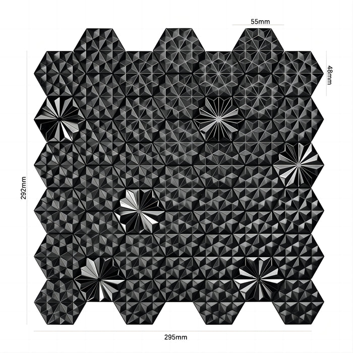 Honeycomb Hexagon Black Metal 3D Groutless Mosaic Stainless Steel Wall Tile SMMT2440