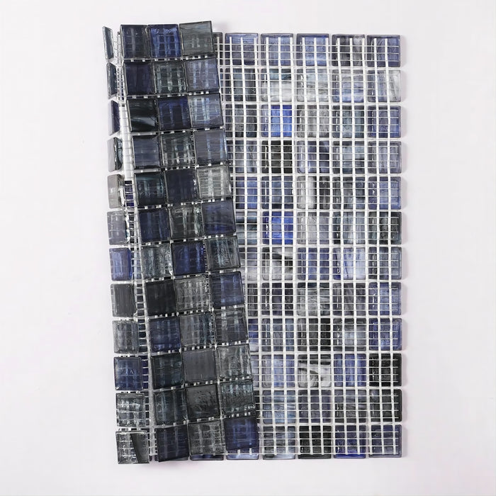 Translucence Blue and Grey Fired Earth Glass Mosaic Kitchen Backsplash Tile CGMT2430