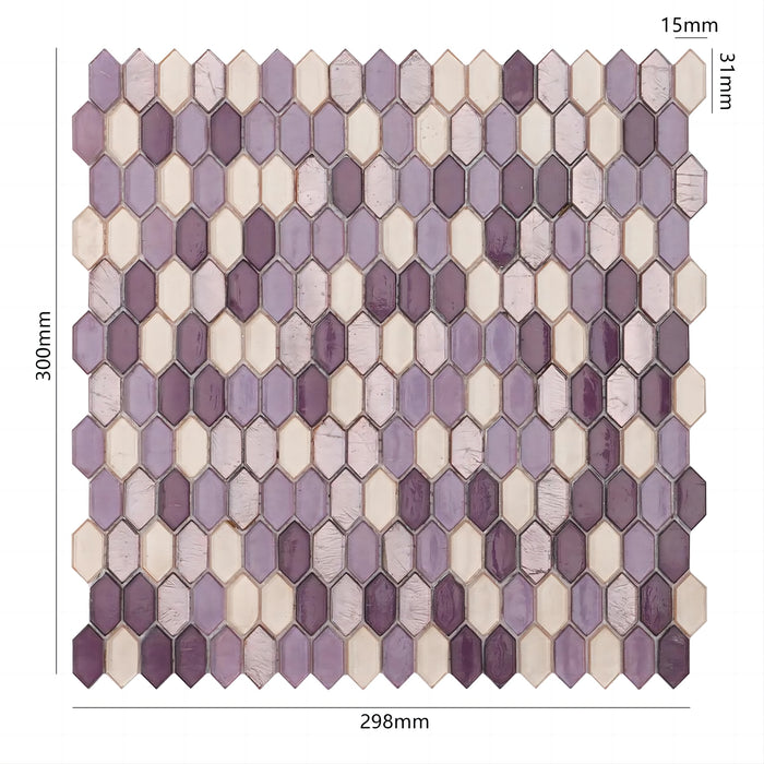 Purple Mixed Hexagon Accent Glass Mosaic Tiles Curved Decorative Wall Backsplash CGMT2428