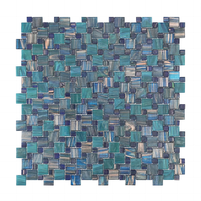 Blue Teal Windmill Pattern Glass Mosaic Backsplash Bathroom Wall Tiles CGMT2424