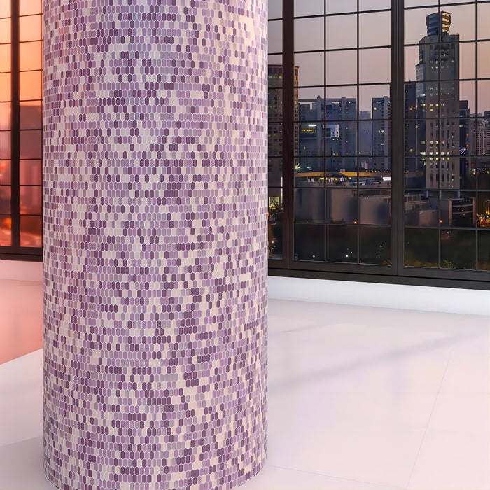 Purple Mixed Hexagon Accent Glass Mosaic Tiles Curved Decorative Wall Backsplash CGMT2428