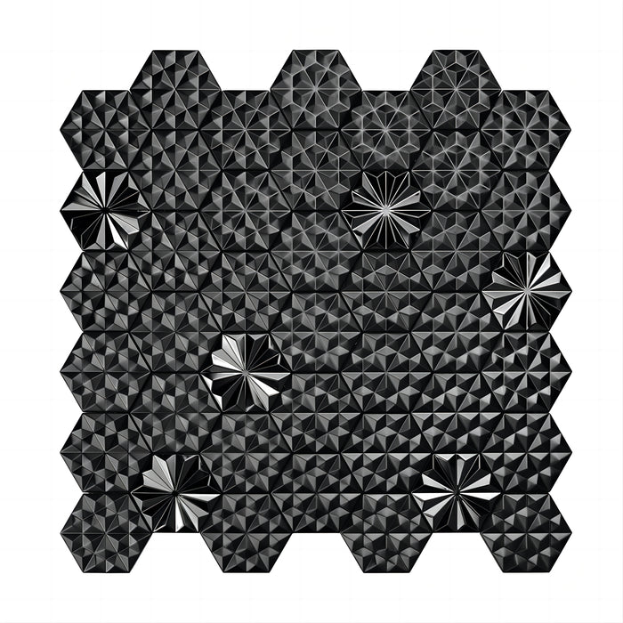 Honeycomb Hexagon Black Metal 3D Groutless Mosaic Stainless Steel Wall Tile SMMT2440