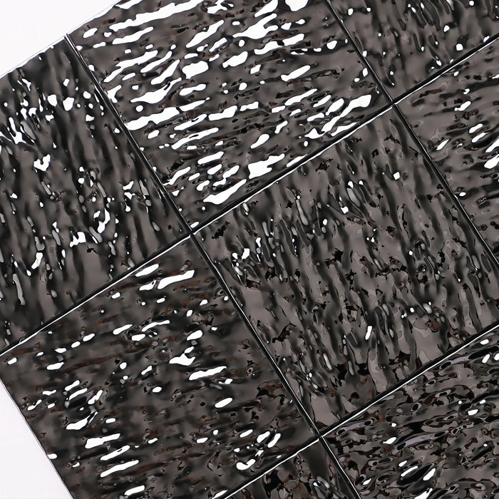 3D Wavy Black Metal Stainless Steel Mosaic Kitchen Backsplash Bathroom Wall Tile SMMT2435