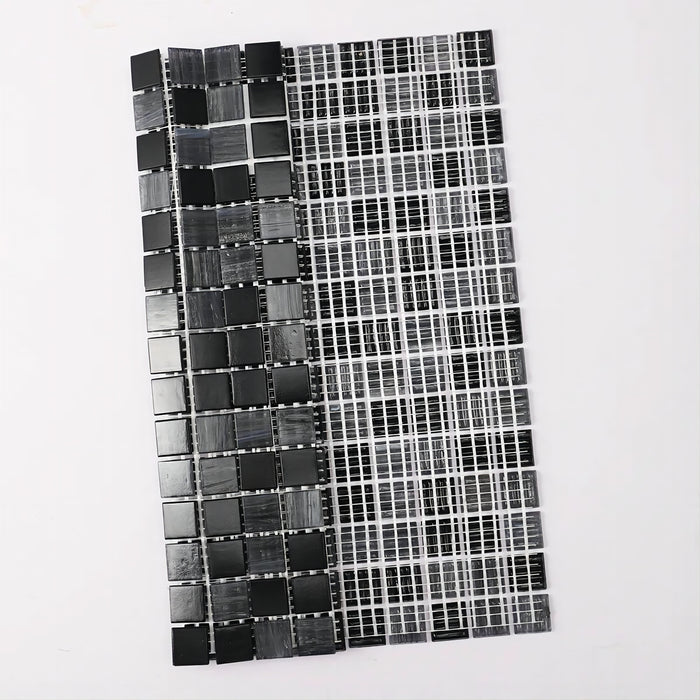 Luxury Black and Gray Mixed Square Glass Mosaic Backsplash Wall Tile CGMT2407