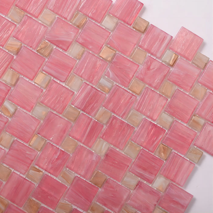 Pink Gold Windmill Pattern Glass Mosaic Kitchen and Bathroom Wall Tiles CGMT2425