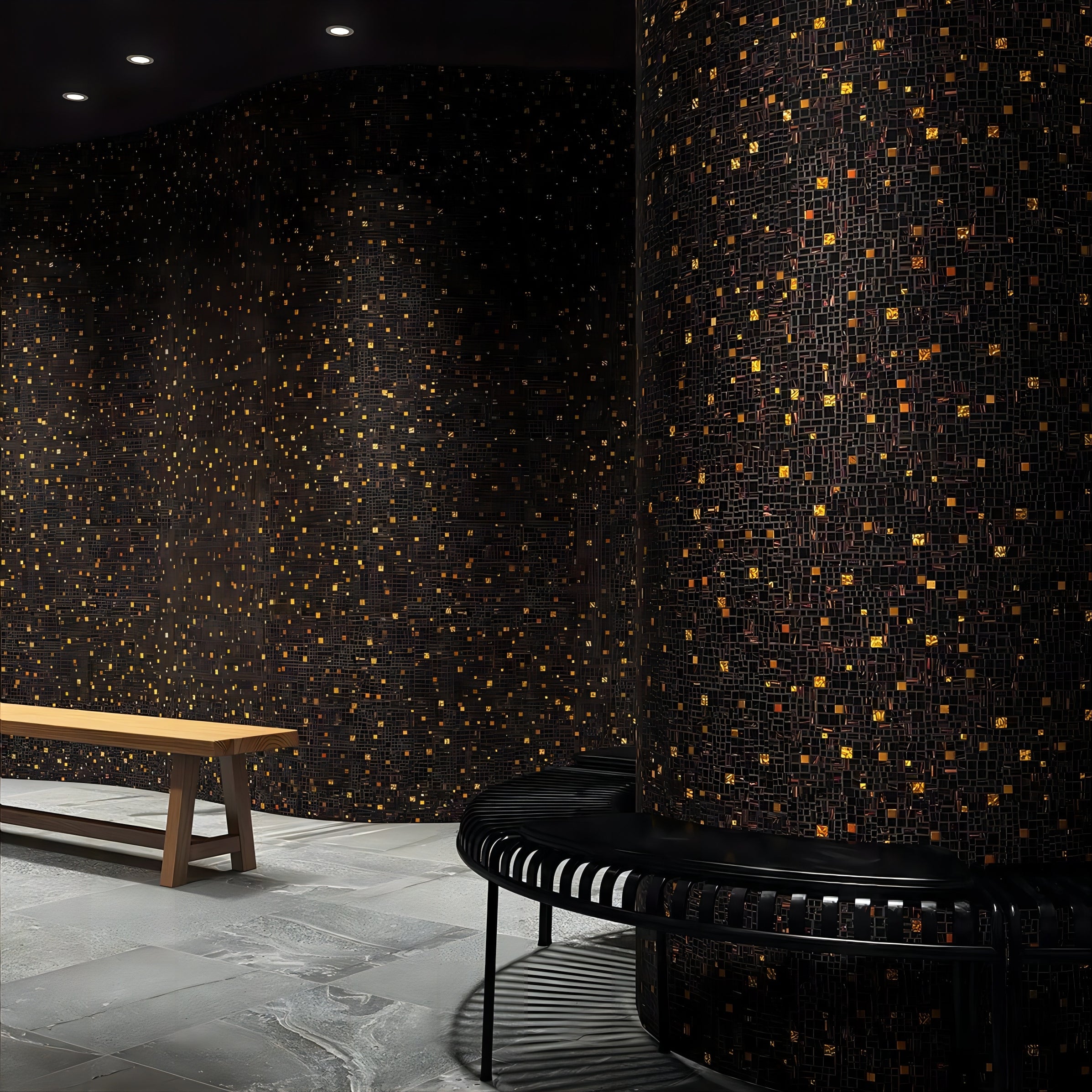 Klimt Randomly Dark Brown Black Gold Glass Mosaic Wall and Floor Decor ...