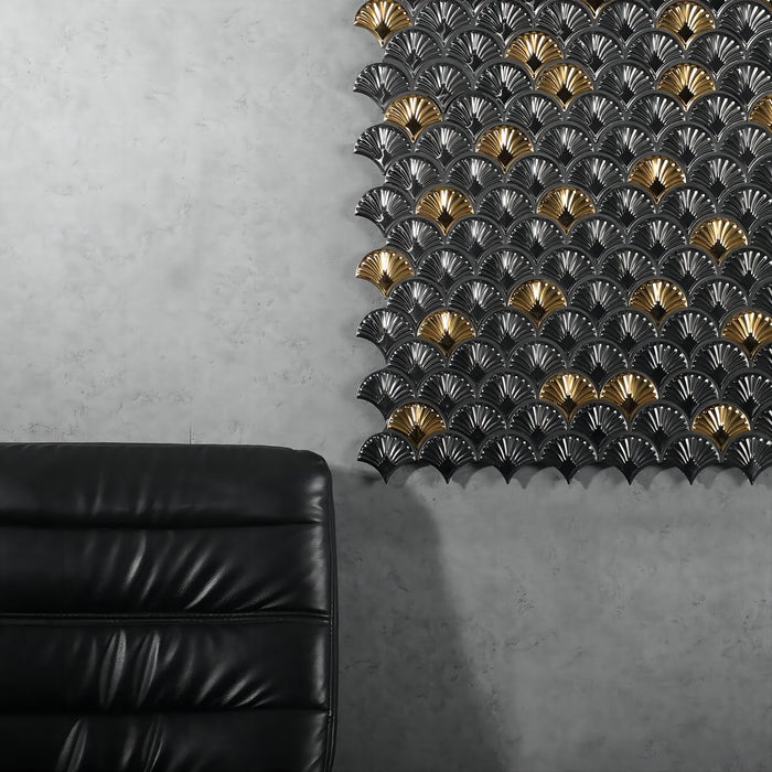 Texture Mermaid Fish Scales 3D Black Gold Metal Stainless Steel Mosaic Tile SMMT2442