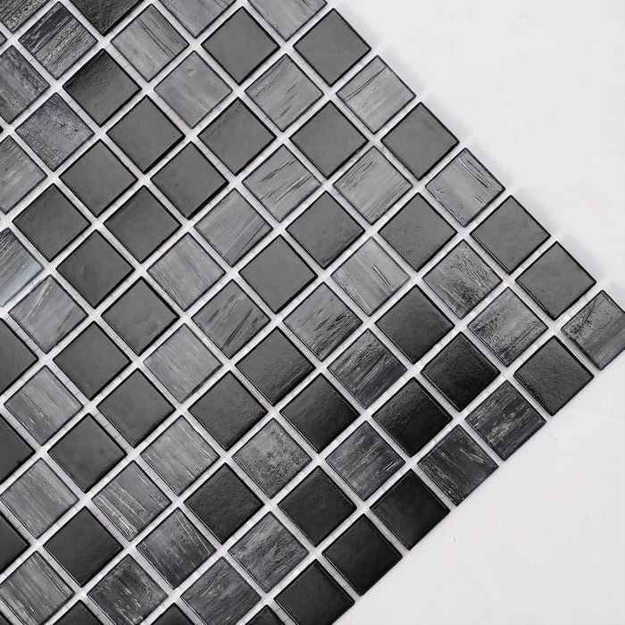 Luxury Black and Gray Mixed Square Glass Mosaic Backsplash Wall Tile CGMT2407