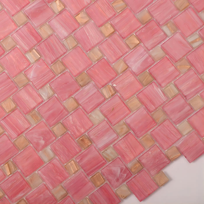 Pink Gold Windmill Pattern Glass Mosaic Kitchen and Bathroom Wall Tiles CGMT2425