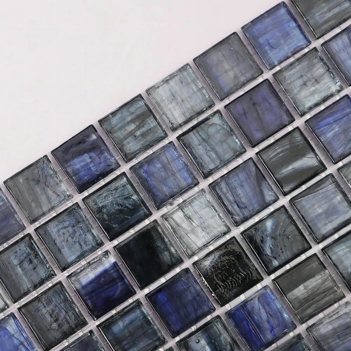 Translucence Blue and Grey Fired Earth Glass Mosaic Kitchen Backsplash Tile CGMT2430