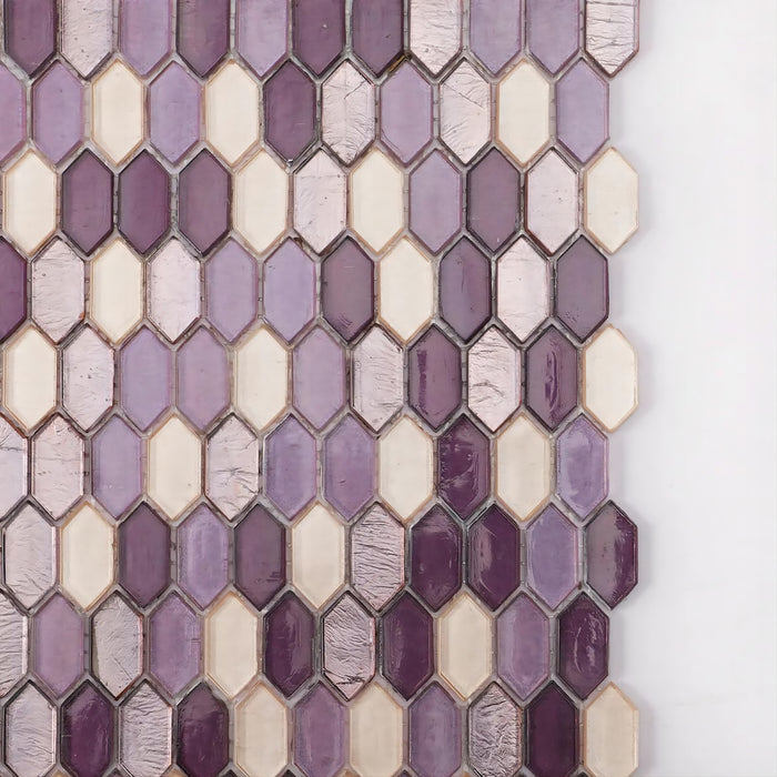 Purple Mixed Hexagon Accent Glass Mosaic Tiles Curved Decorative Wall Backsplash CGMT2428