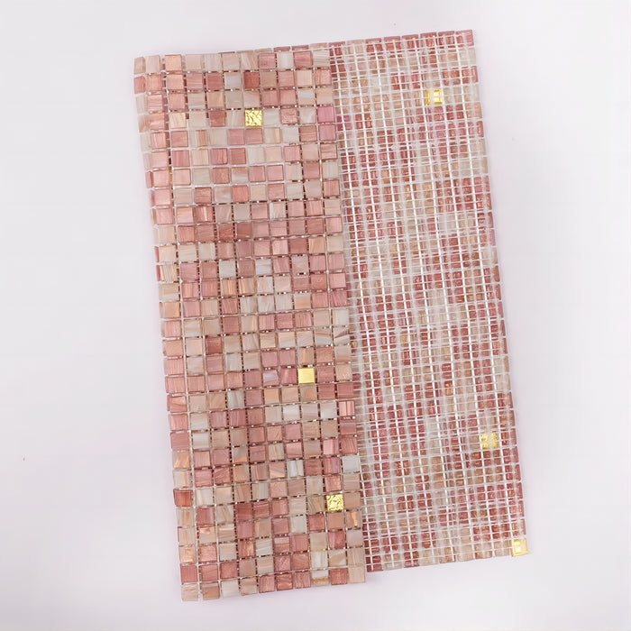 Pink Mixed 24K Gold Mini Micro Glass Mosaic Kitchen Bathroom Wall Backsplash Tile CGMT2409