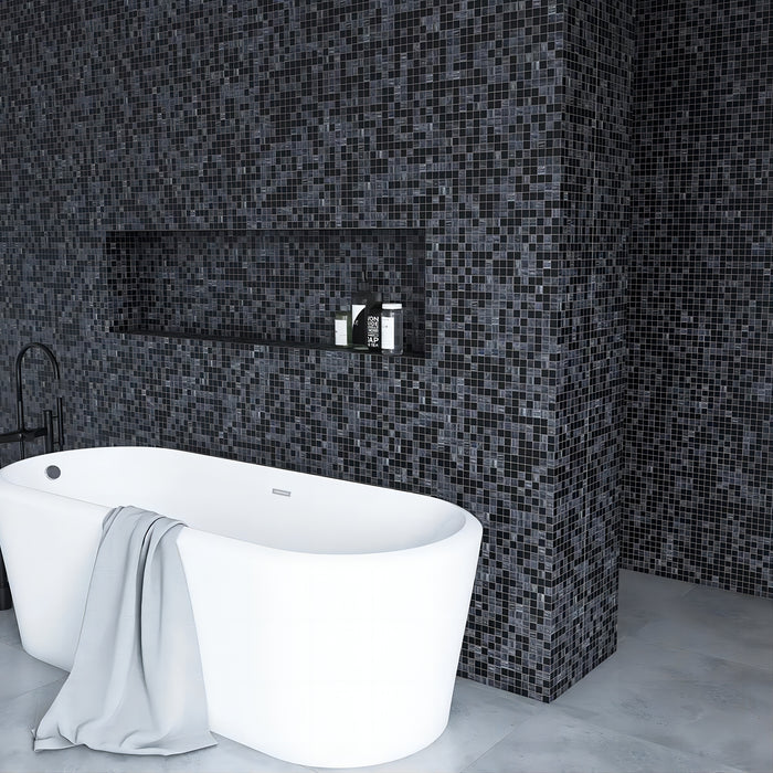 Luxury Black and Gray Mixed Square Glass Mosaic Backsplash Wall Tile CGMT2407