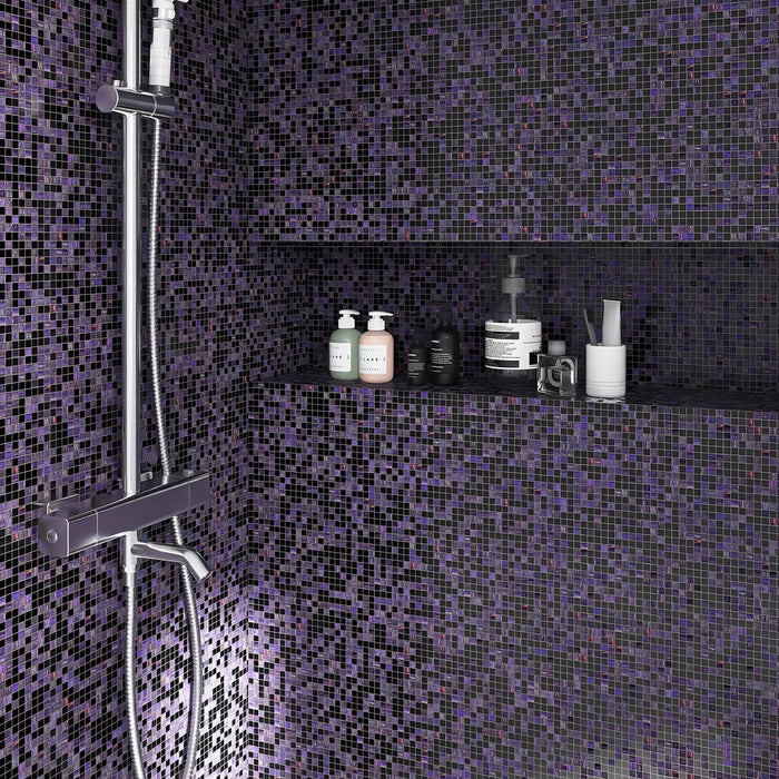 Indigo Mixed Black Mini Glass Mosaic Tile for Backsplash Wall and Flooring Decor CGMT2410