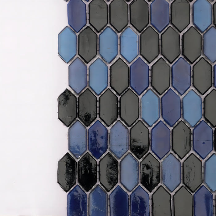 Black Indigo Navy Blue Hexagon Glass Mosaic Picket Tiles for Bathroom Wall CGMT2429