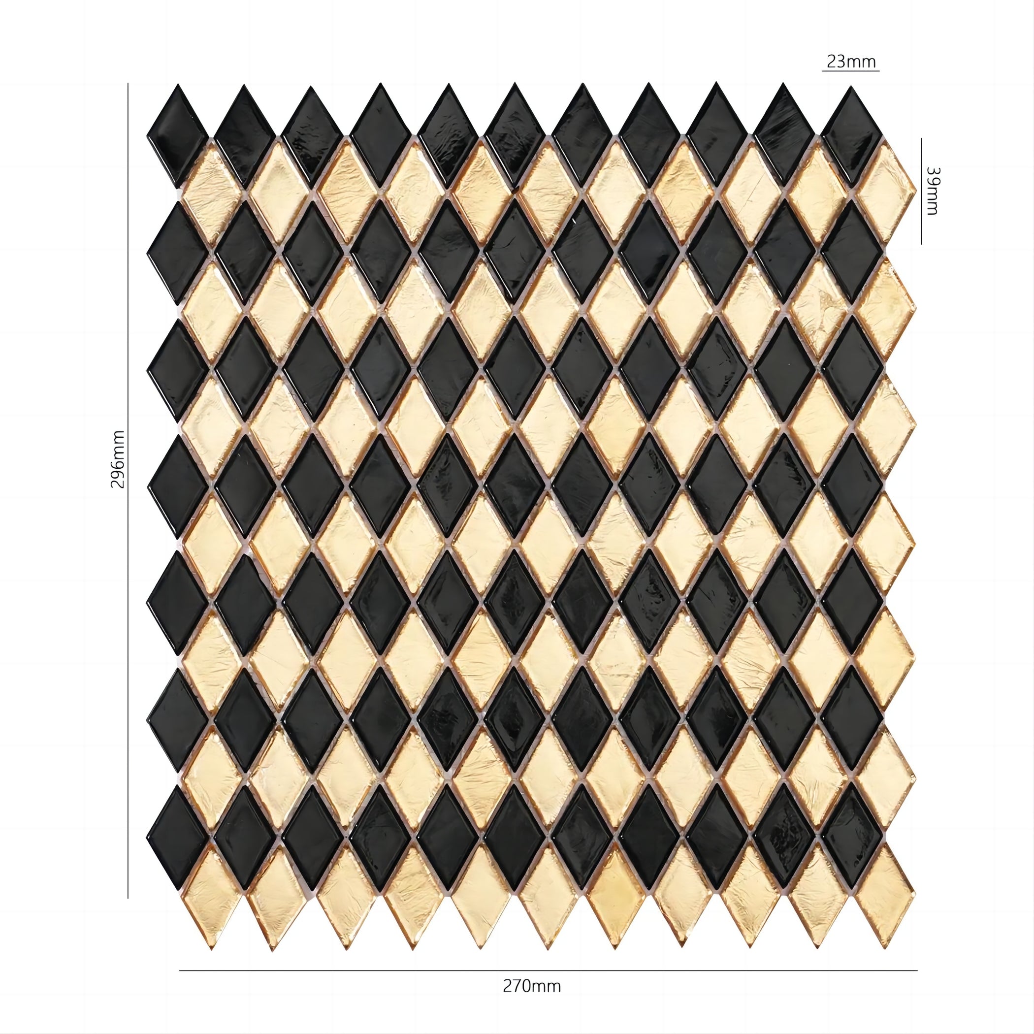 Black Gold Checkerboard Diamond Glass Mosaic Bathroom Wall Tile Backsp ...