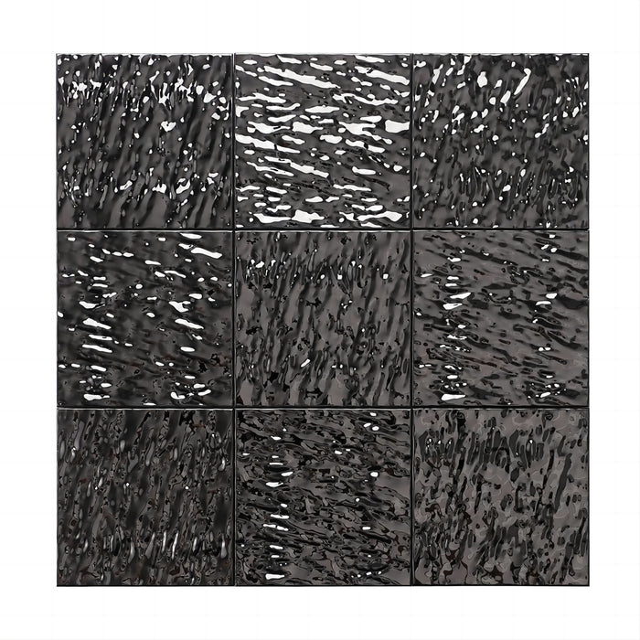 3D Wavy Black Metal Stainless Steel Mosaic Kitchen Backsplash Bathroom Wall Tile SMMT2435