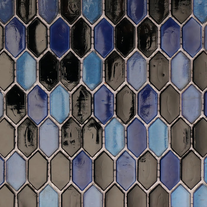 Black Indigo Navy Blue Hexagon Glass Mosaic Picket Tiles for Bathroom Wall CGMT2429