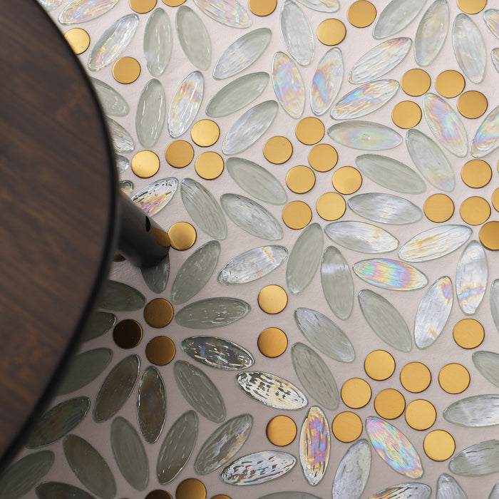 Ellipse Stained Glass Mix Gold Metal Stainless Steel Mosaic Kitchen Backsplash Bathroom Wall Floor Tiles SSMT09241