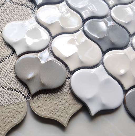 Minimalist Lantern Ceramic Mosaic White Mix Cream Gray Kiln Transformation Three-Dimensional Bathroom Ceramic Wall Tiles PCMT05261 - My Building Shop
