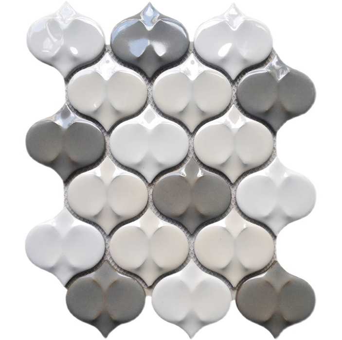 Minimalist Lantern Ceramic Mosaic White Mix Cream Gray Kiln Transformation Three-Dimensional Bathroom Ceramic Wall Tiles PCMT05261 - My Building Shop