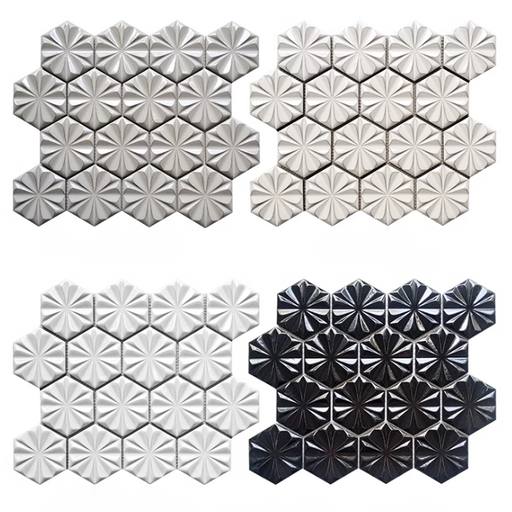 Nordic Three-Dimensional Snowflake Hexagonal Mosaic Ceramic Kitchen Counter Background Wall Bathroom Ceramic Tiles PCMT05263 - My Building Shop