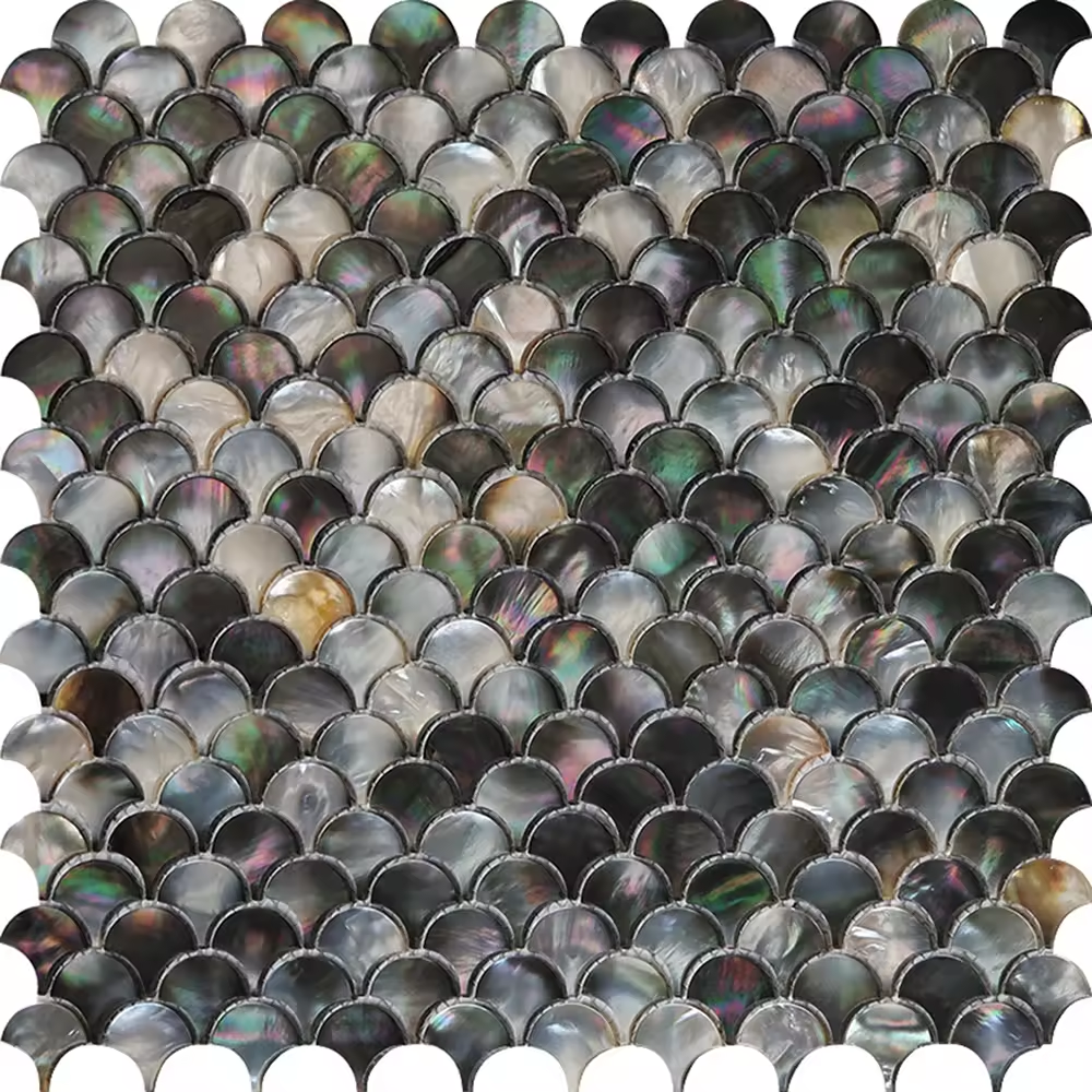 Black Lip Fish Scale Shell Mosaic Mother of Pearl Tile Kitchen Backspl ...