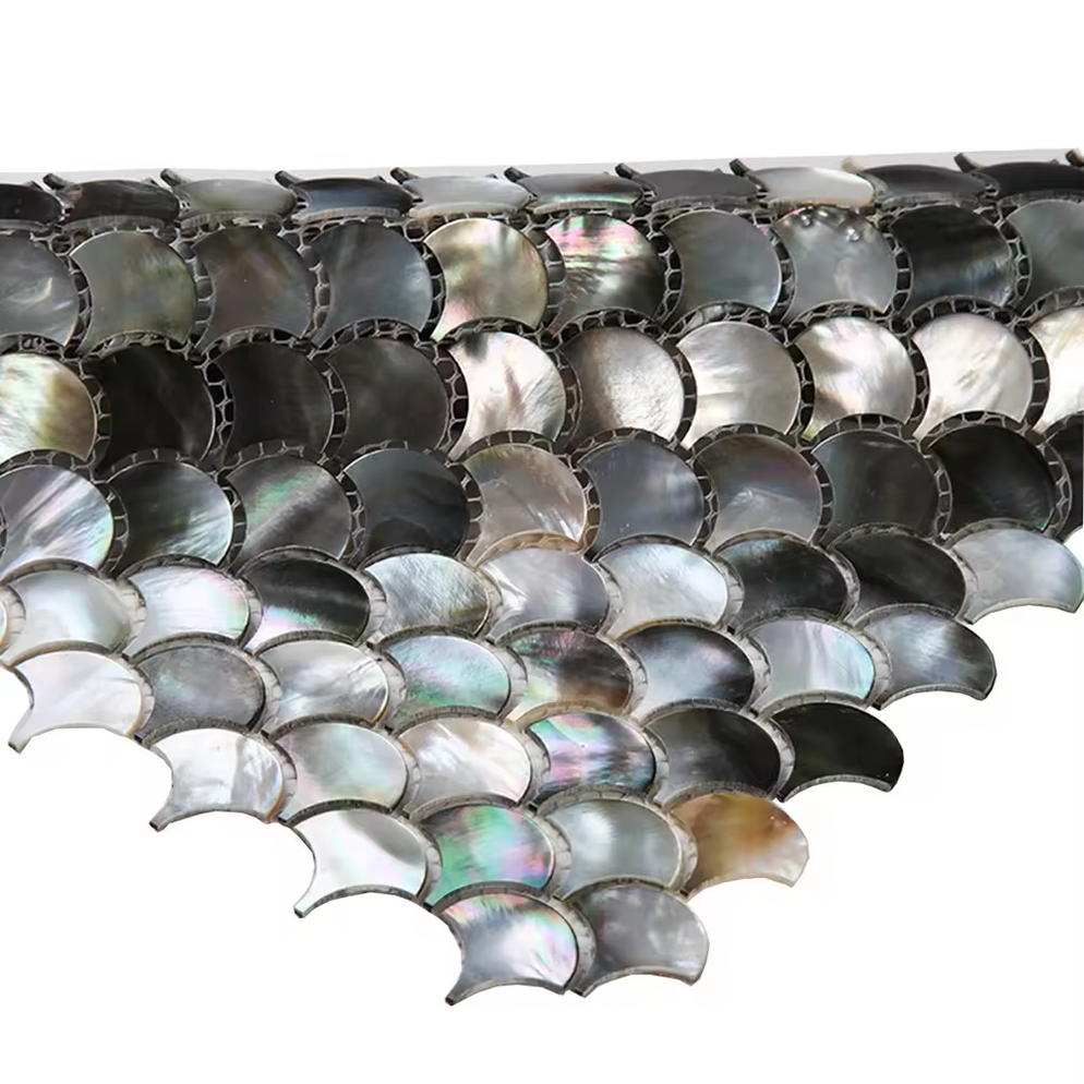 Black Lip Fish Scale Shell Mosaic Mother of Pearl Tile Kitchen Backspl ...