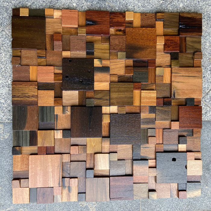Old Boat Wood Mosaic Background Wall, Retro Old Solid Wooden Backsplash Tile
