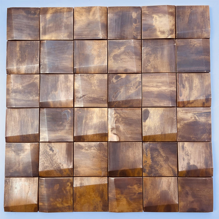 3D Copper Vintage Metal Mosaic Stainless Steel Backsplash Kitchen Wall Tile SSMT231110