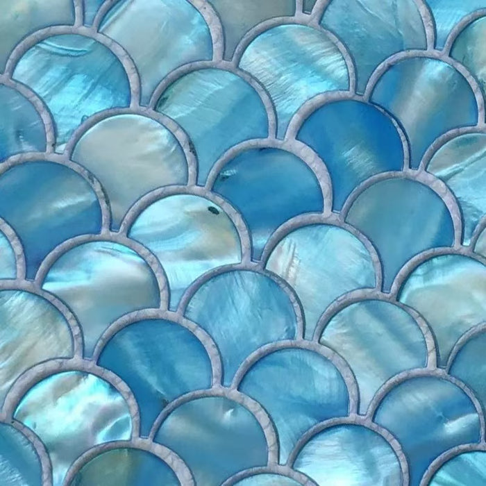 Dying Blue Fish Scale Mother of Pearl Mosaic Kitchen Backsplash Bathroom Wall Tile MOP0942