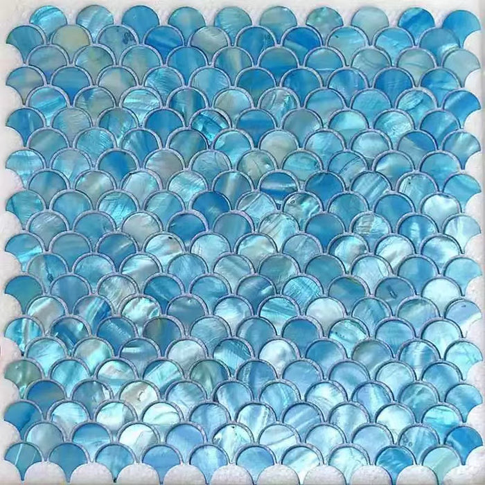 Dying Blue Fish Scale Mother of Pearl Mosaic Kitchen Backsplash Bathroom Wall Tile MOP0942