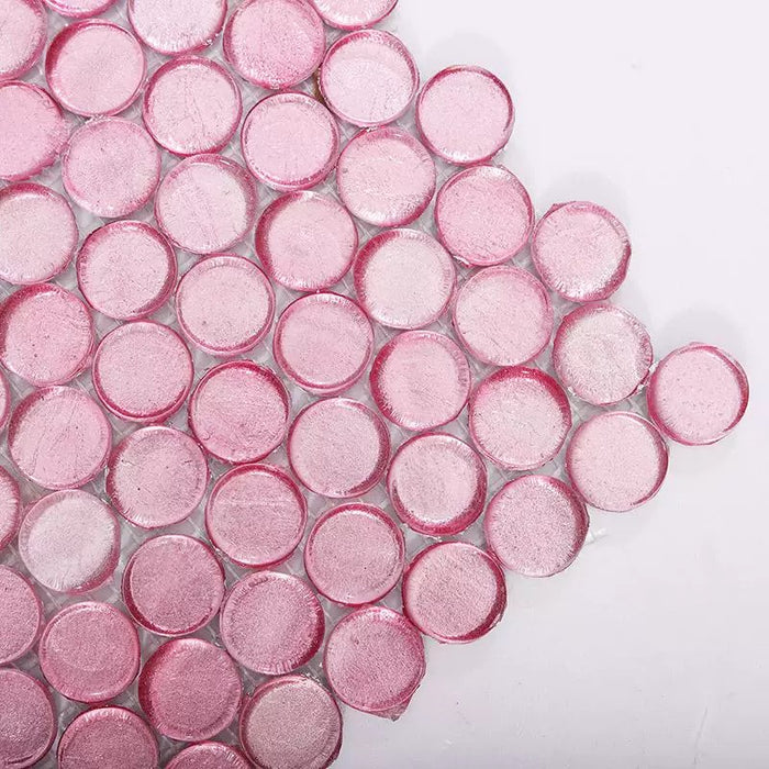 Pink Penny Round Glass Mosaic Bathroom Background Kitchen Back Splash Wall Tile CGMT241119