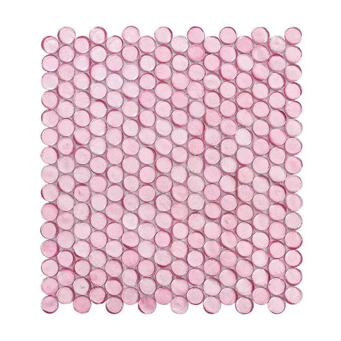 Pink Penny Round Glass Mosaic Bathroom Background Kitchen Back Splash Wall Tile CGMT241119