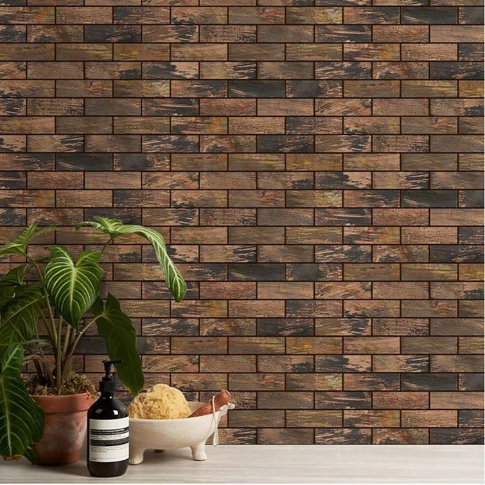 Vintage Brick Copper Metal Mosaic Stainless Steel Wall Tile Backsplash SSMT1206