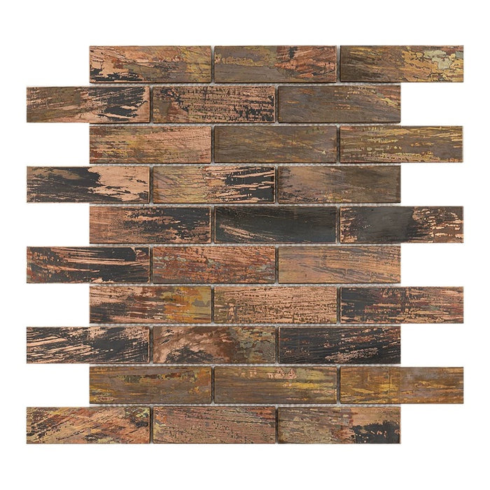 Vintage Brick Copper Metal Mosaic Stainless Steel Wall Tile Backsplash SSMT1206