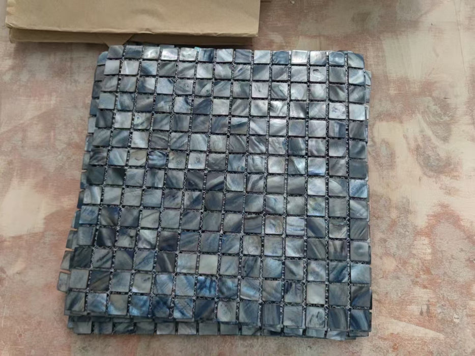Smoky Blue Dying Seashell Mosaic Mother of Pearl Shell Wall Tile
