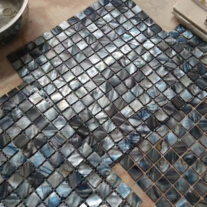 Smoky Blue Dying Seashell Mosaic Mother of Pearl Shell Wall Tile