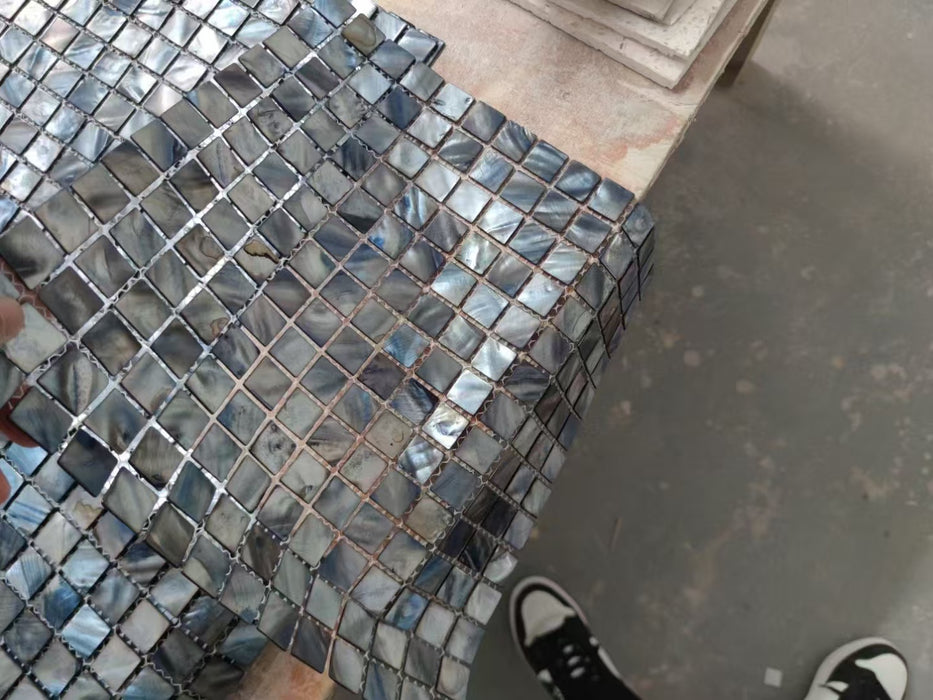 Smoky Blue Dying Seashell Mosaic Mother of Pearl Shell Wall Tile