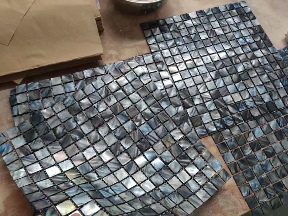 Smoky Blue Dying Seashell Mosaic Mother of Pearl Shell Wall Tile