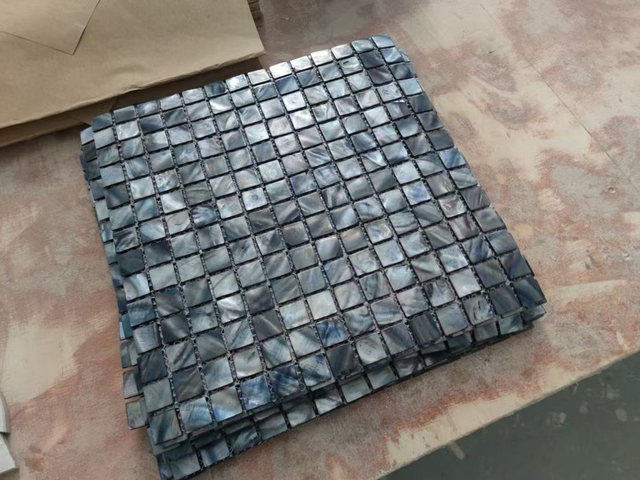 Smoky Blue Dying Seashell Mosaic Mother of Pearl Shell Wall Tile