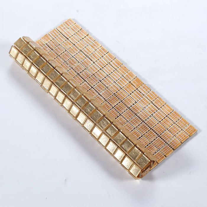 Square Gold Foil Glass Mosaic Tile for Backsplash Kitchen Bathroom Wall Decor