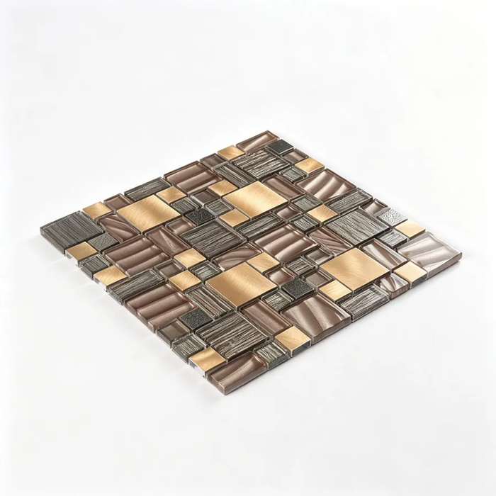 Bronze Glass mix Gold Aluminum Metal Stainless Steel Mosaic Wall Tile